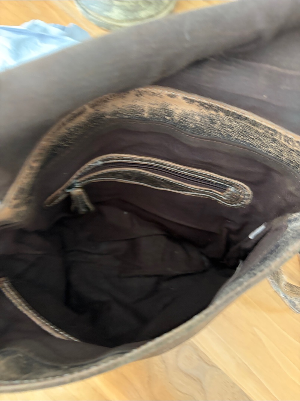 BED|STU Distressed Two-Tone Brown Crossbody Bag - Picture 5 of 8